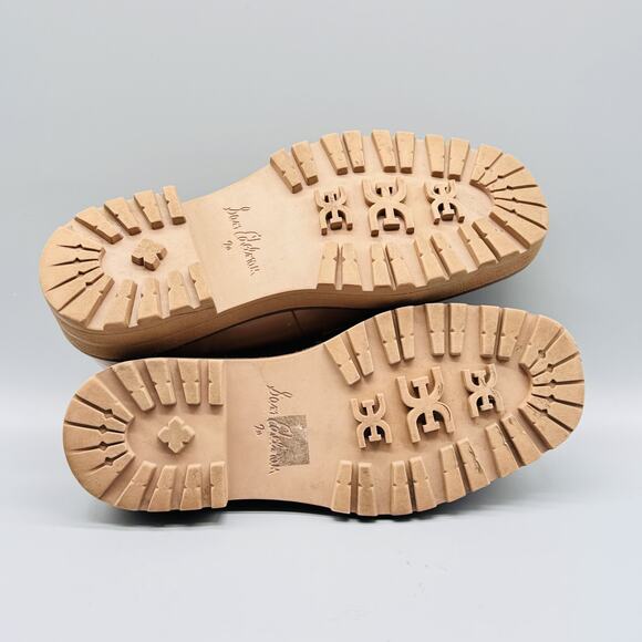 Sam Edelman Shoes Womens 7.5 Beige Lug Sole Loafers Leather Platform Gold - Picture 7 of 10